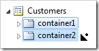 Dropping container1 on the right side of container2 in the Project Explorer.