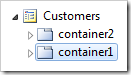 Container1 placed after container2 in the Project Explorer.