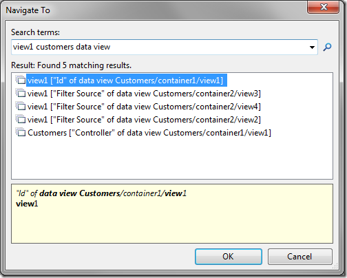 A data view located in the configuration navigator.