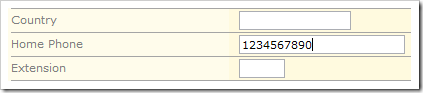 10 Digits entered into Home Phone field.