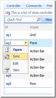 Sync context menu option in the Project Browser.