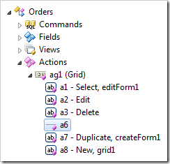 Action with a command name of 'N/A'.