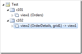 The data views have been configured with a master-detail relationship.