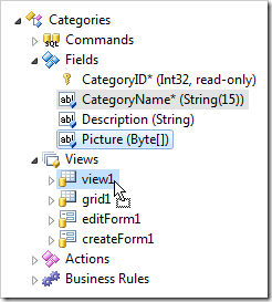 Dropping two fields onto a view node.