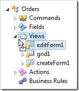 Dropping a view onto the Views node.