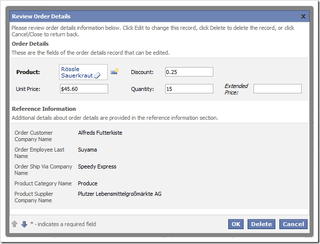 Extended Price field has been added to the Order Details category.