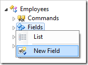 New Field context menu option for Employees controller.