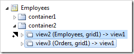 Dragging 'view3' view node on the left side of 'view2' view node.