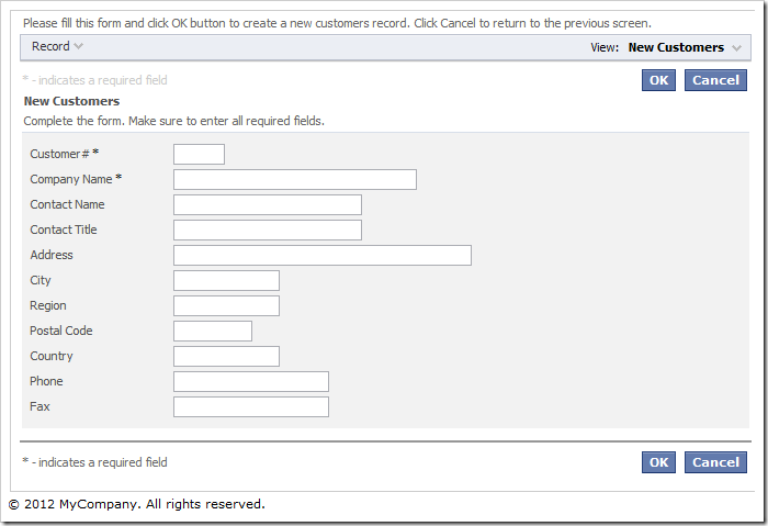 When a new customer is created, Orders and Order Details views are hidden.