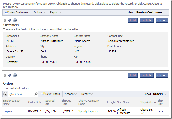 Customers edit form data fields are floating, making the form much more compact.