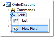 New Field context menu option for OrderDiscount controller.