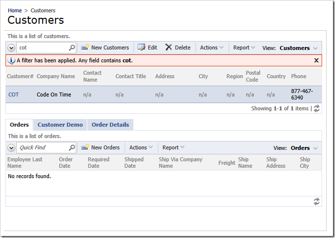 The data records of a self-registered customer created as a result of standard HTML form submission