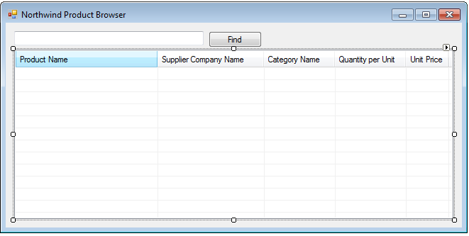 Form 'Form1' enhanced with a TextBox, Button, and ListView components