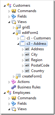 Category 'c3' has been copied into view 'editForm1' of controller 'Customers'. Only compatible data fields have been copied as well.