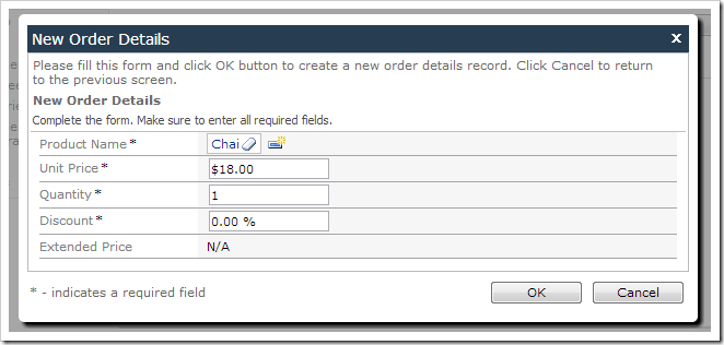 The Extended Price field is not being updated when field values are changed.