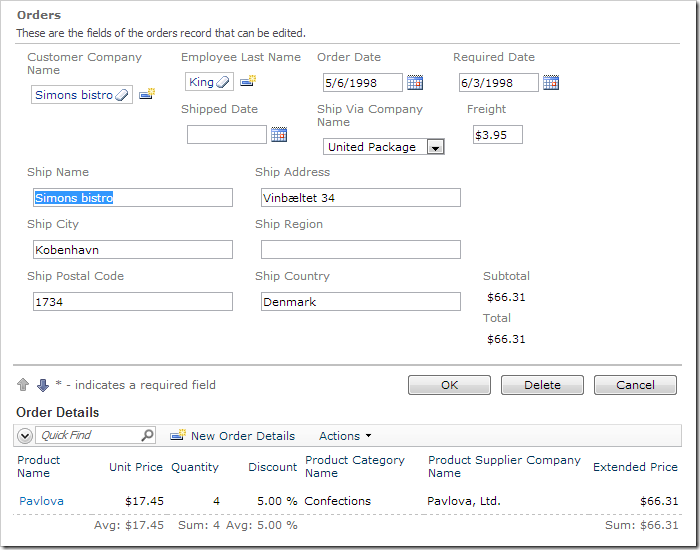 When Freight is cleared and Total is below $100, freight is calculated to be $3.95.