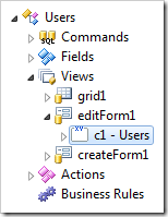 The category 'c1 - Users' of editForm1 view.