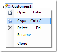 Copying Customers1 controller using the context menu option.