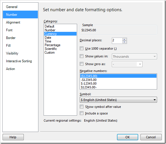 Formatting a field as currency. Formatting a field as currency.