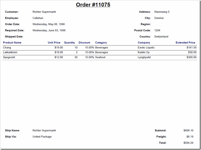 Order Report with the imperfections fixed.