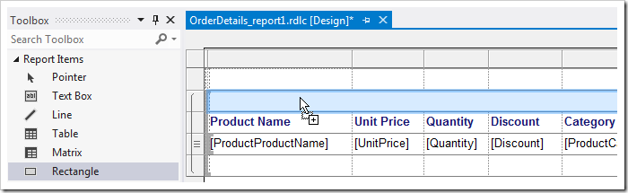 Adding a rectangle element to the row.