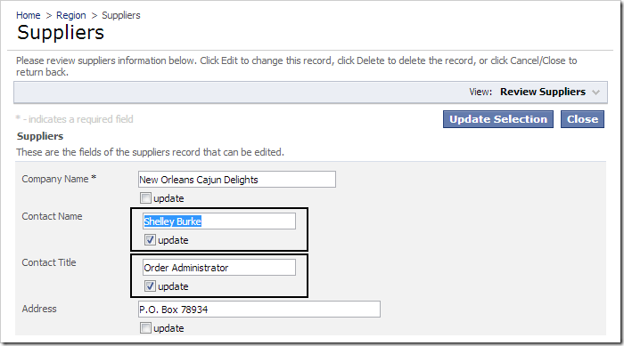 Batch edit in form with two fields to be updated.