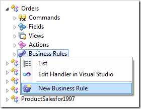 Creating a new business rule for Orders controller.