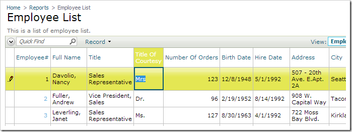 Changing the value of a field in Employee List controller.