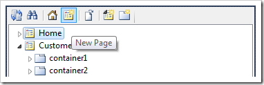 Creating a new page in the Project Explorer.