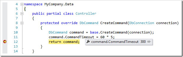 The value of 'CommandTimeout' property has been changed.