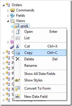 Copying 'grid1' view of Orders controllers.