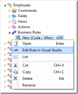 Editing the rule in Visual Studio.