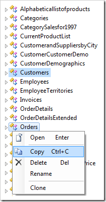 Copying Customers and Orders data controller nodes.