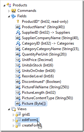 Instantiating the Picture field in view 'editForm1'.