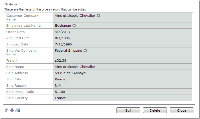 Default Orders edit form.