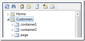 Customers page node selected in the Project Explorer.