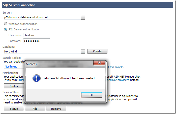 Creating the 'Northwind' database.