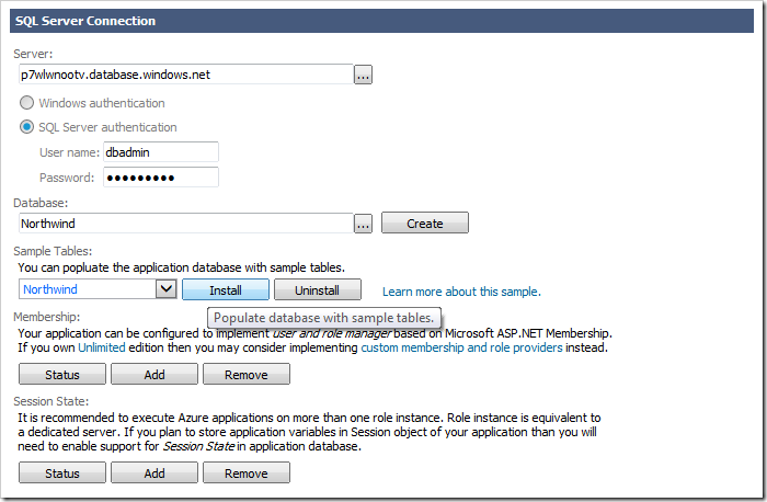 Installing the Northwind database.