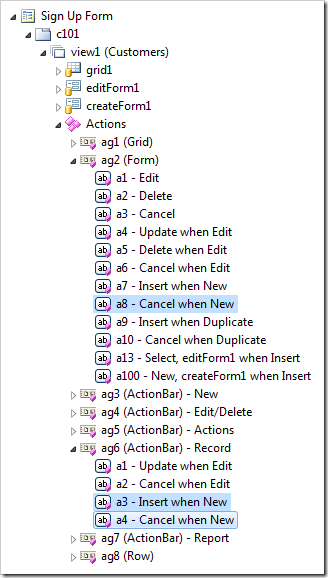 Data controller actions that must be deactivated when SignUpForm is displayed to the user.