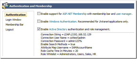 Example of role configuration properties. Example of role configuration properties.
