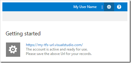 Selecting the Gear icon in TFS website to access settings.