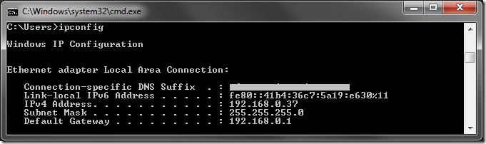 Finding the local IP address of the server.