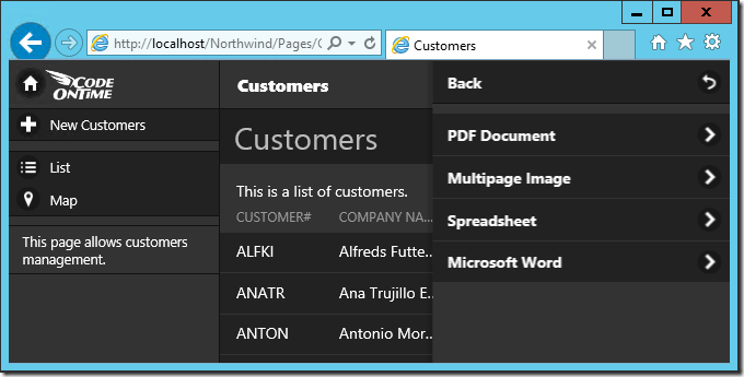 The various default reporting options.