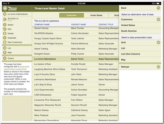 Responsive grid view of an app with Touch UI rendered in iPad Air.