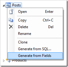 Generating the controller from the field definitions.