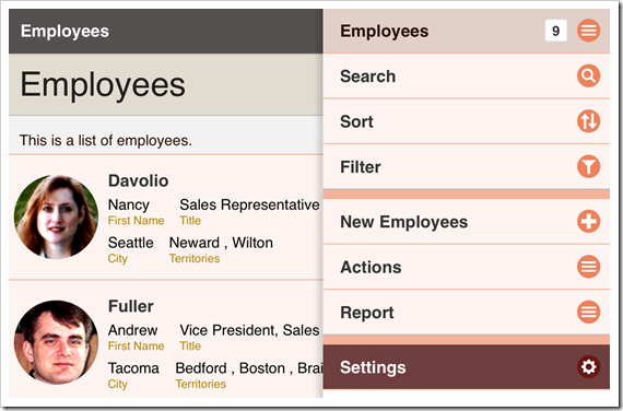 Activating the Settings panel.