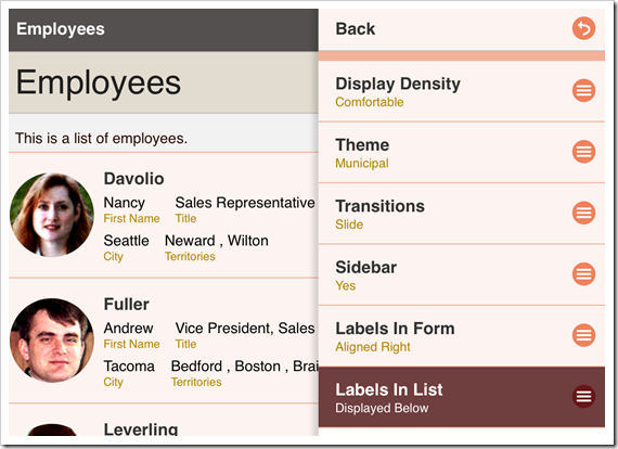 Selecting the Labels in List option from the Settings panel.