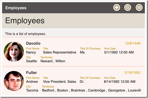 Labels in list are displayed above the field values.