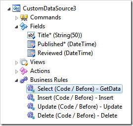 A custom data controller produces data from 'thin' air in an app created with Code On Time.