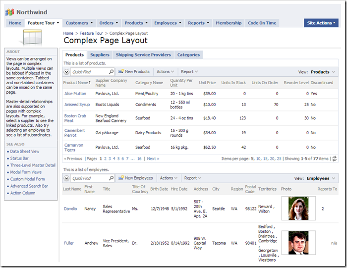 Desktop UI displays all controls and data views at the same time.